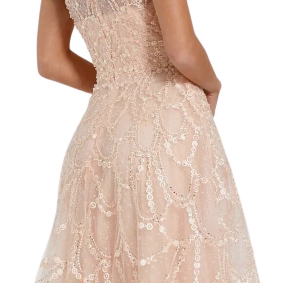 Mac Duggal 20389 Size 18 Peach Pink Embellished One Shoulder Feather Gown Dress - Picture 6 of 6